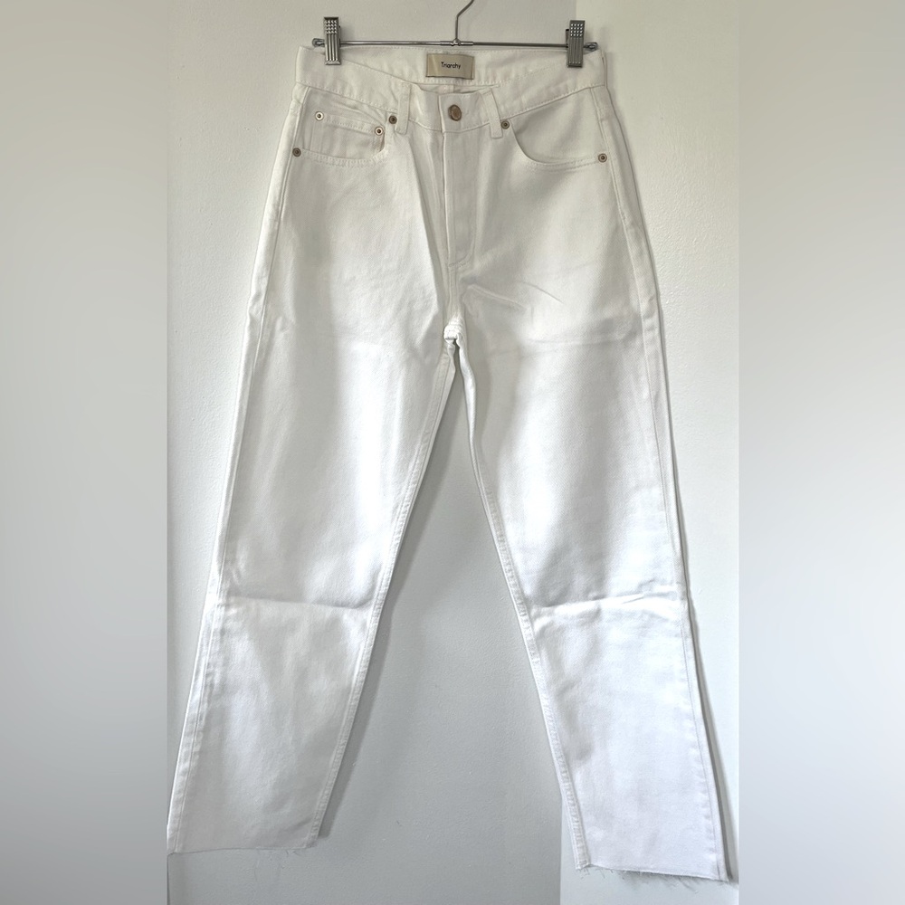 Triarchy NWT White Straight Leg Raw Hem High Rise Jeans
